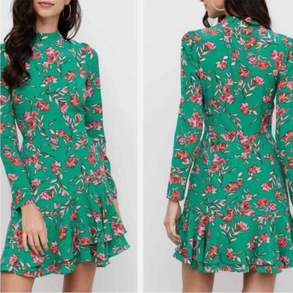 Yumi Kim 100% Silk Floral Green Night Fever Dress, Size 0